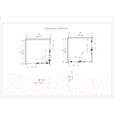 Душевой уголок Cezares STYLUS-O-M-A-2-90-C-Cr