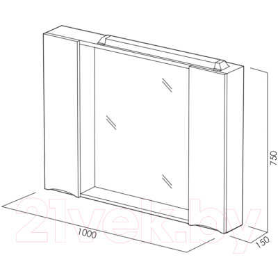 Шкаф с зеркалом для ванной BelBagno Marino-SPC-1000/750-2A-BL-P