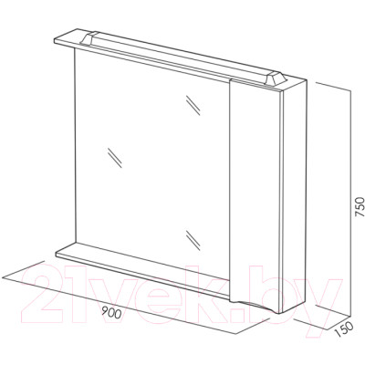 Шкаф с зеркалом для ванной BelBagno Marino-SPC-900/750-1A-BL-P-L