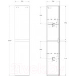 Шкаф-пенал для ванной BelBagno Kraft-1600-2A-SC-PP-L