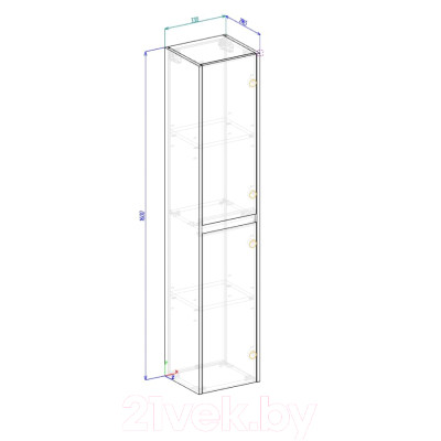 Шкаф-пенал для ванной BelBagno Kraft-1600-2A-SC-RT-R