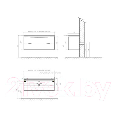 Тумба под умывальник BelBagno Marino-600-2C-SO-BL-P