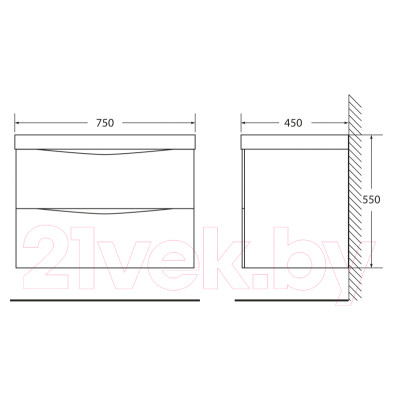 Тумба под умывальник BelBagno Marino-750-2C-SO-BL-P