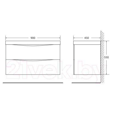 Тумба под умывальник BelBagno Marino-900-2C-SO-BL-P