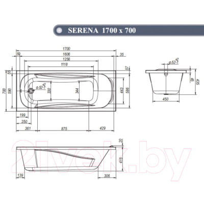 Ванна акриловая Ventospa Serena LA 170x70