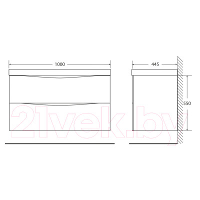 Умывальник BelBagno BB1000/445-LV-MR-PR