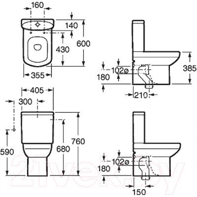 Унитаз напольный Roca Dama Senso Compacto 734151B000 + 342518000 + ZRU9302991