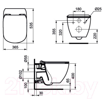 Унитаз подвесной Ideal Standard Tesi T007901 + T352701