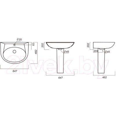 Умывальник Sanita Luxe Classic CLCSLWB01 + CSCSLPD01