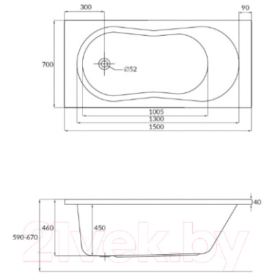 Ванна акриловая Cersanit Nike 150x70