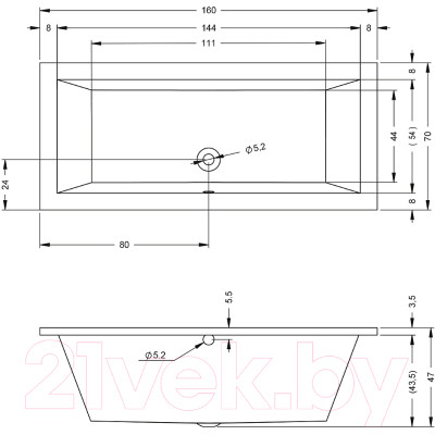 Ванна акриловая Riho Lusso 160 / BA57005