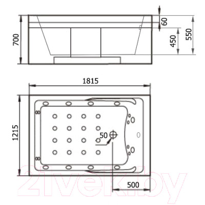 Ванна акриловая Gemy G9061 K L 181x121