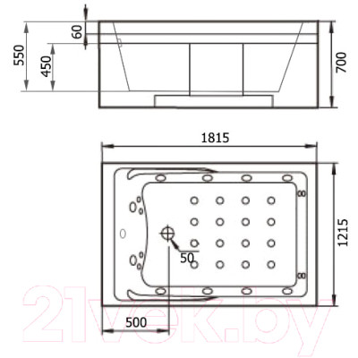 Ванна акриловая Gemy G9061 K R 181x121