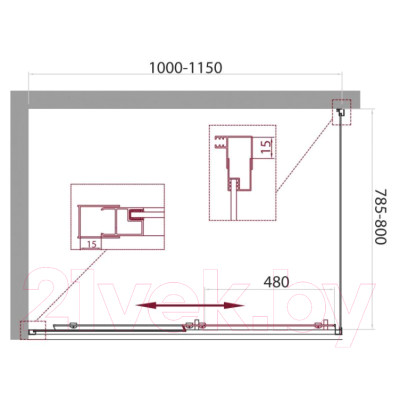 Душевой уголок BelBagno UNIQUE-AH-1-100/115-80-C-Cr