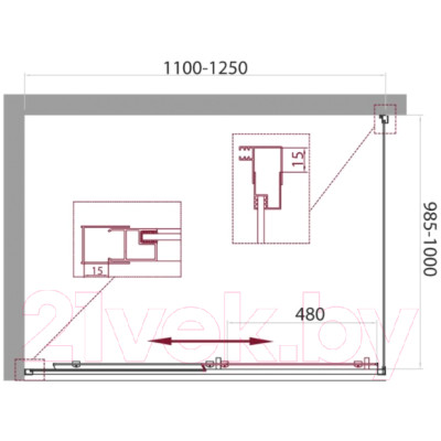 Душевой уголок BelBagno UNIQUE-AH-1-110/125-100-C-Cr