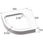 Душевой поддон BelBagno TRAY-BB-R-95-550-15-W