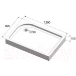 Душевой поддон BelBagno TRAY-BB-AH-120/80-15-W-L