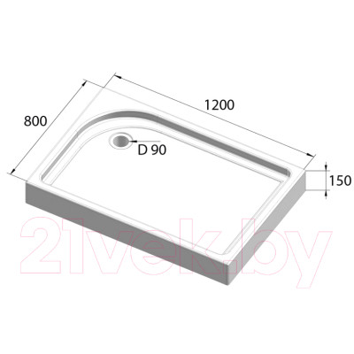 Душевой поддон BelBagno TRAY-BB-AH-120/80-15-W-L