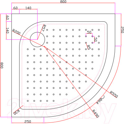 Душевой поддон Cezares TRAY-A-R-80-550-15-W