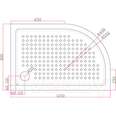 Душевой поддон Cezares TRAY-A-RH-120/80-550-15-W-L