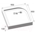 Душевой поддон BelBagno TRAY-BB-A-95-15-W