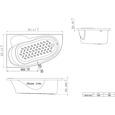 Ванна акриловая Triton Николь 160x100 L