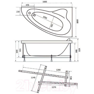 Ванна акриловая Triton Николь 160x100 L