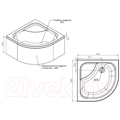 Душевой поддон AM.PM Gem Deep W90T-401A090W