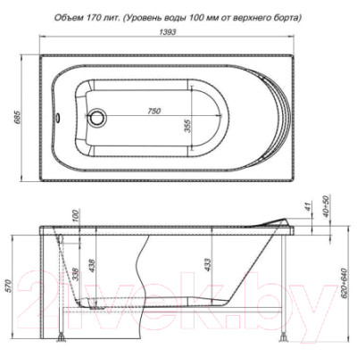 Ванна акриловая Aquanet Nord 140x70