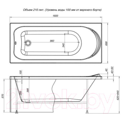 Ванна акриловая Aquanet Nord 160x70