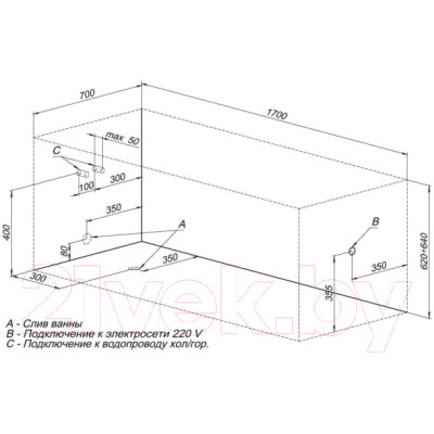 Ванна акриловая Aquanet Nord 170x70