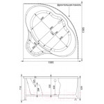 Ванна акриловая Aquanet Santiago 160x160