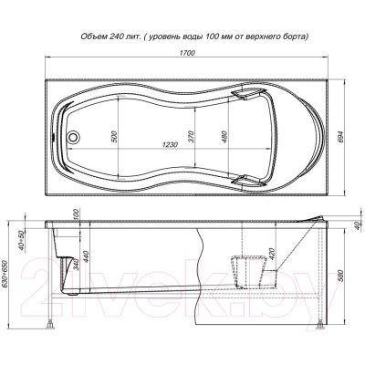 Ванна акриловая Aquanet Tessa 170x70