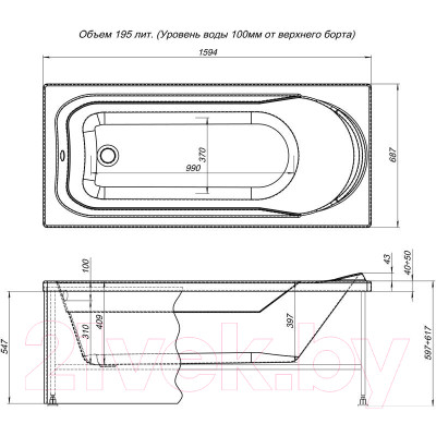 Ванна акриловая Aquanet West 160x70