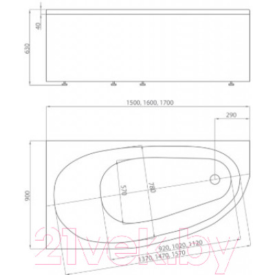 Ванна акриловая Aquatek Дива 150x90 L