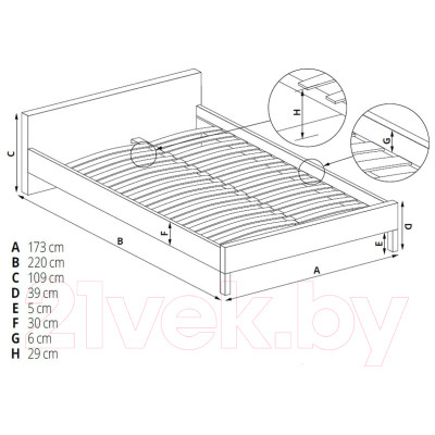 Двуспальная кровать Halmar Percy 160x200