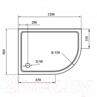 Душевой поддон Cezares TRAY-M-RH-120/90-550-35-W-L