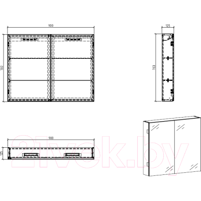 Шкаф с зеркалом для ванной BelBagno SPC-2A-DL-BL-900