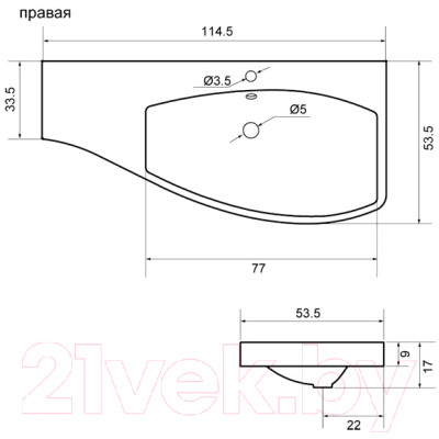 Умывальник Aquanet Опера 115 R / 169399