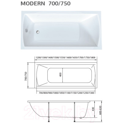 Ванна акриловая 1Марка Modern 150x75