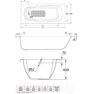 Ванна стальная BLB Atlantica 170x80 / B70AS2001