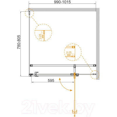 Душевой уголок Cezares VALVOLA-AH-1-100/80-C-Cr