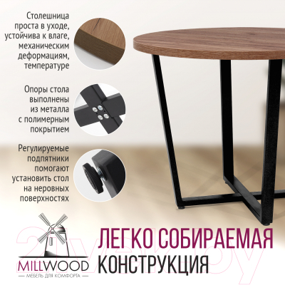 Обеденный стол Millwood Лофт Орлеан Л D100x75