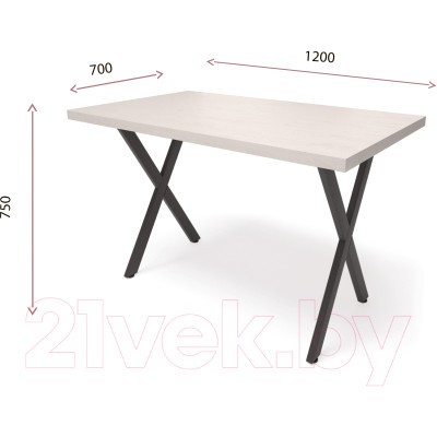 Обеденный стол Millwood Лофт Хьюстон Л 120x70x75