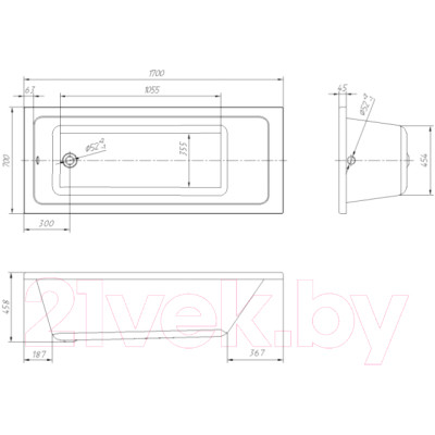 Ванна акриловая Ventospa Novaro 170x70