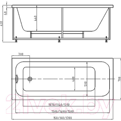 Ванна акриловая Aquatek Мия 150x70