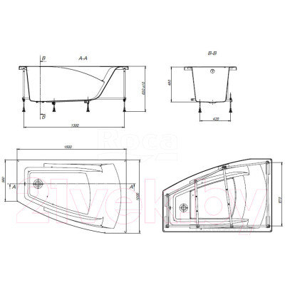 Ванна акриловая Roca Hall Angular R / ZRU9302865