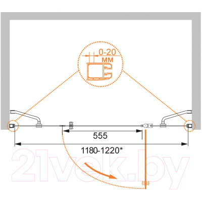 Душевая дверь Cezares ELENA-W-B-13-30+60/30-P-Cr-R 120x195