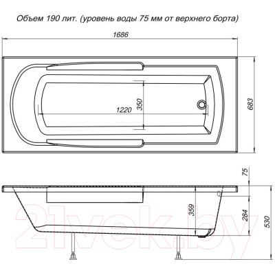 Ванна акриловая Aquanet Extra 170x70