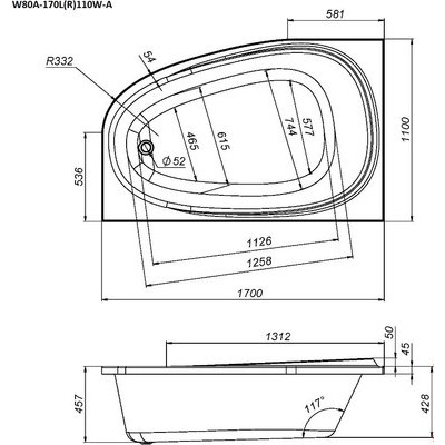 Ванна акриловая AM.PM Like L W80A-170L110W-A